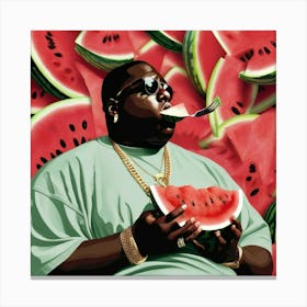 Biggie Eats Watermelon Canvas Print