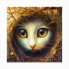 Cat In A Nest Canvas Print