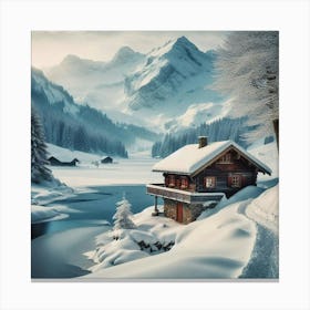 Cabin In The Snow Canvas Print