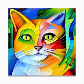 Colorful Cat Painting Canvas Print