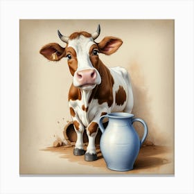 Cow And Jug 1 Canvas Print