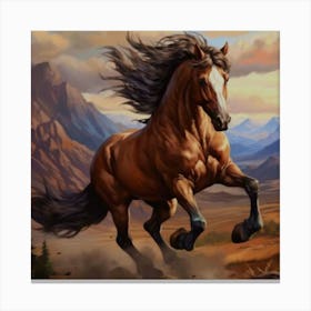 Horse Running In The Mountains Canvas Print