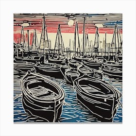 Boats In The Harbor Canvas Print