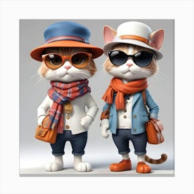 Two Cats In Clothes Canvas Print