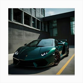 A Red Ferrari Dark Green Lamborghini Canvas Print