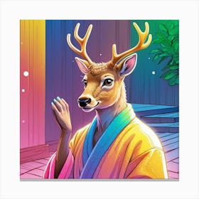 Deer In A Robe Canvas Print