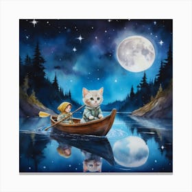 Cat In A Boat 14 Canvas Print