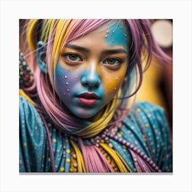 Girl With Colorful Makeup Canvas Print