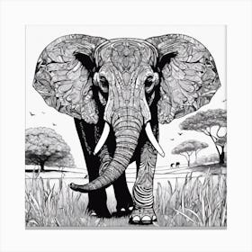 Elephant In The Grass Canvas Print