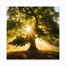 Sun Rays Through A Tree Canvas Print