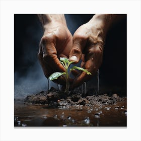 Hands Planting A Seed Canvas Print