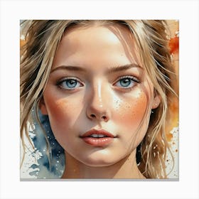 Watercolor Of A Girl 41 Canvas Print