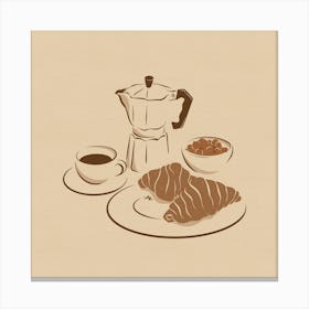 Croissants and Coffee Canvas Print