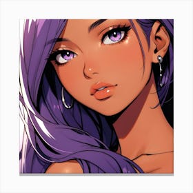 Anime Girl With Purple Hair Canvas Print