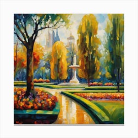 Fountain In The Park Canvas Print