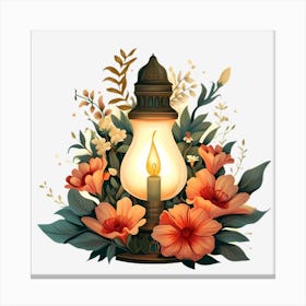 Lantern With Flowers 2 Canvas Print