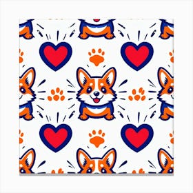 Corgi Pattern Canvas Print