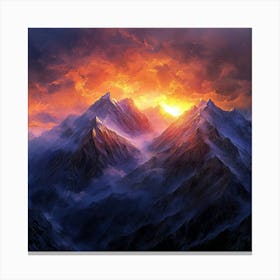 Dynamic Mountain Sunset Landscape 10 Canvas Print