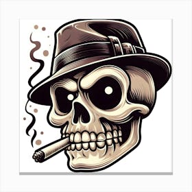 Skull Smoking A Cigarette Canvas Print