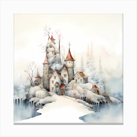 Snowfall Symphony: Ethereal Watercolour Wonderland Canvas Print