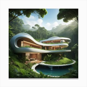 Futuristic House In The Jungle Canvas Print