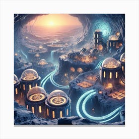 A Sci Fi Depiction Of The First Settlements On Plu Canvas Print