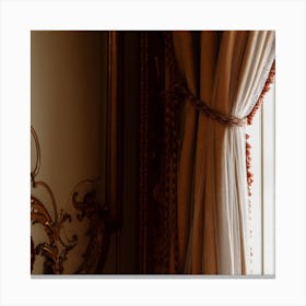 Classic Home Window, Curtain And Daylight  Colour Interior Photography Square Canvas Print