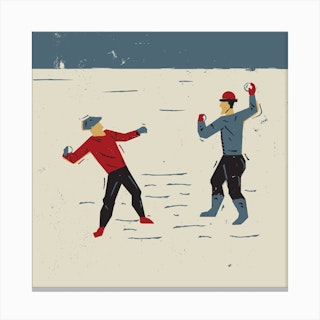 Snowball Fight Canvas Print