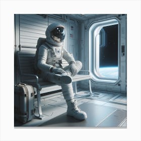 Astronaut Sitting On Bench In Space Canvas Print