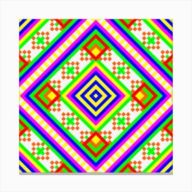 Folk Rainbow Pyramid - Romb Mandala Pattern - First Colorful Symbol Canvas Print