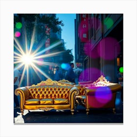 Golden Sofas In Shanghai Canvas Print