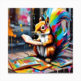 Squirrel Reading A Book 6 Canvas Print