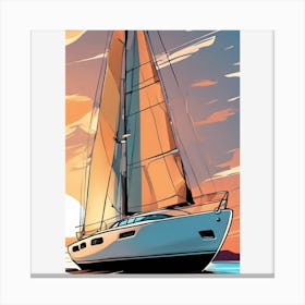 Sailboat At Sunset Canvas Print