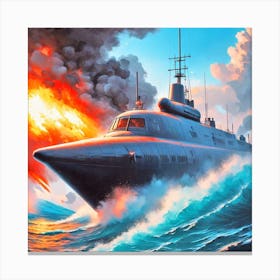 Submarine In The Ocean 3 Canvas Print