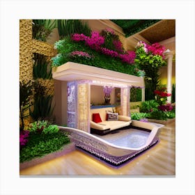 3d Rendering Of Hotel Lobby Canvas Print