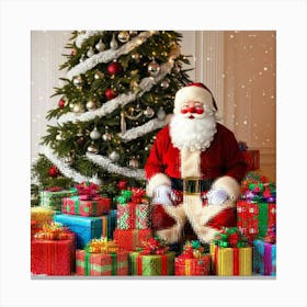 Santa Claus With Presents Canvas Print