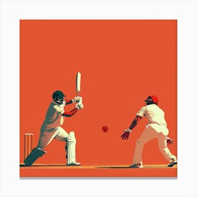 Cricket Players Playing Cricket 1 Canvas Print