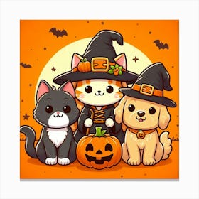 Cute Halloween Cats And Kittens Canvas Print