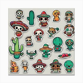 Day Of The Dead Stickers Canvas Print