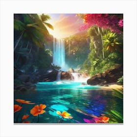 Waterfall In The Jungle 42 Canvas Print