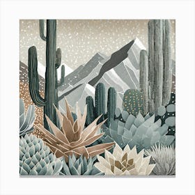 Firefly Modern Abstract Beautiful Lush Cactus And Succulent Garden In Neutral Muted Colors Of Tan, G (22) Canvas Print
