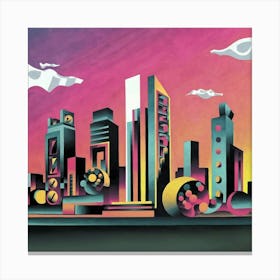 An Abstract Wall Art Of A City Skyline Toile