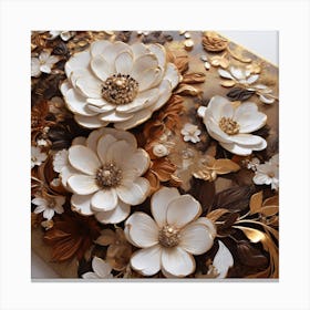 Big flowers in gold 2 Canvas Print