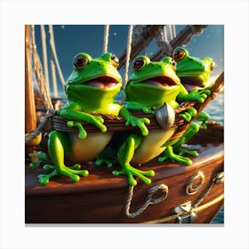 Frogs On A Ship 1 Canvas Print