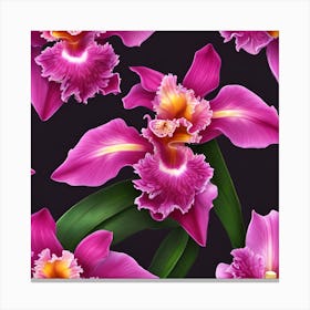 Pink Cattleya Orchid Flowers Canvas Print