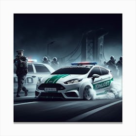 Police Cars On The Road Canvas Print