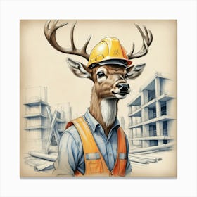 Construction Deer 1 Canvas Print