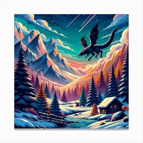 Dragon In The Snow Canvas Print