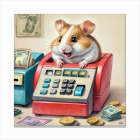 Hamster At The Cash Register 6 Canvas Print