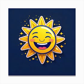 Lovely smiling sun on a blue gradient background 23 Canvas Print